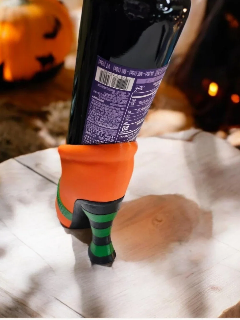 3D Printed Witch High Heel Wine Bottle Holder Halloween Bar Kitchen Decor Gift